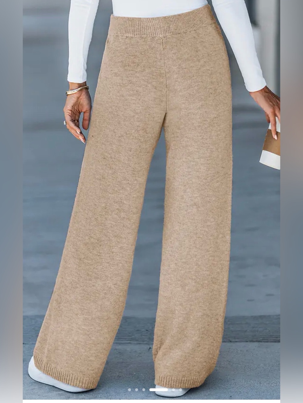 Cupshe Neutral Beige Wide-Leg Knit Set - Picture 6 of 8